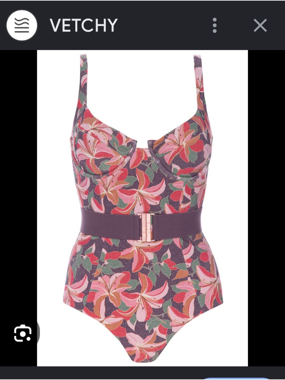Vetchy Floral Belted One-Piece Swimsuit in Purple and Pink- sold out on website